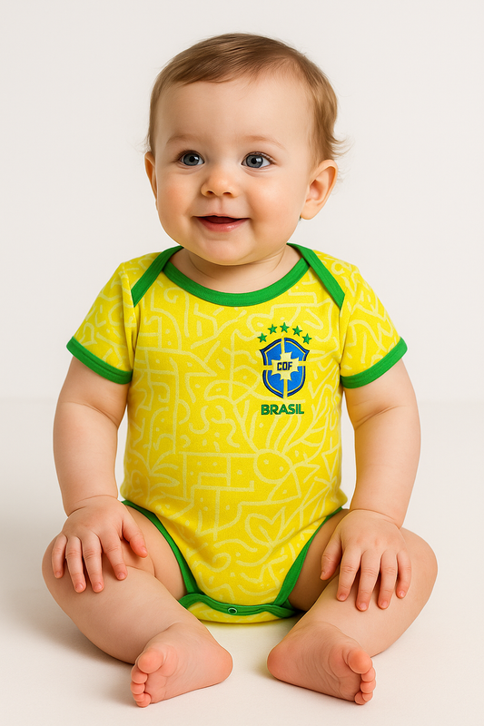 Brazil - Home Soccer Jersey Suit Newborn Baby Romper Jumpsuit ii
