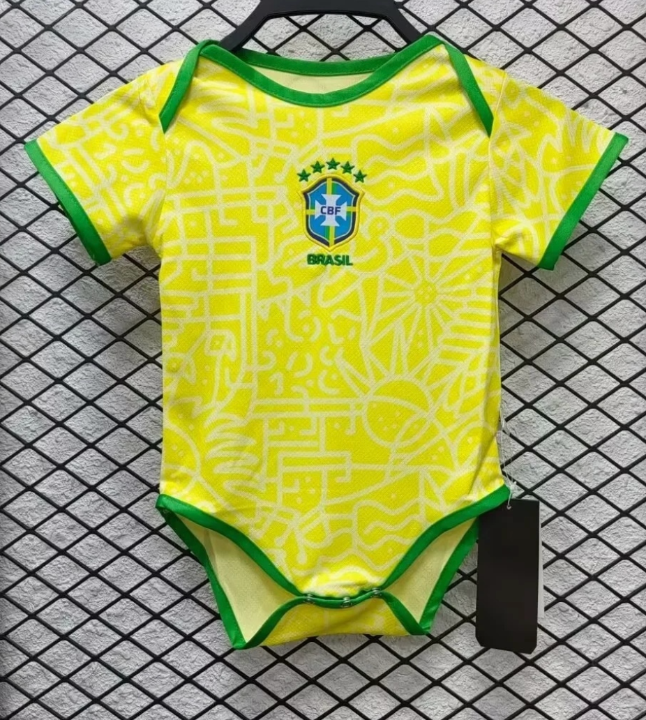 Brazil - Home Soccer Jersey Suit Newborn Baby Romper Jumpsuit ii