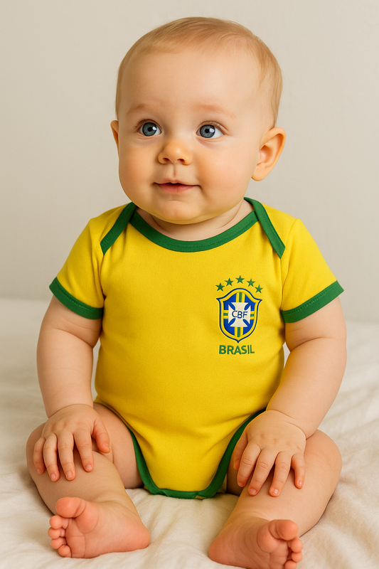 Brazil - Home Soccer Jersey Suit Newborn Baby Romper Jumpsuit