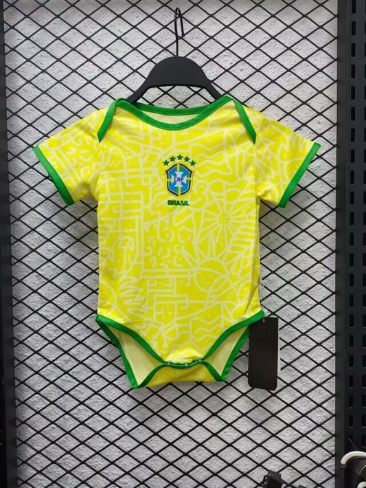 Brazil - Home Soccer Jersey Suit Newborn Baby Romper Jumpsuit Toddler Outfits Football Uniform